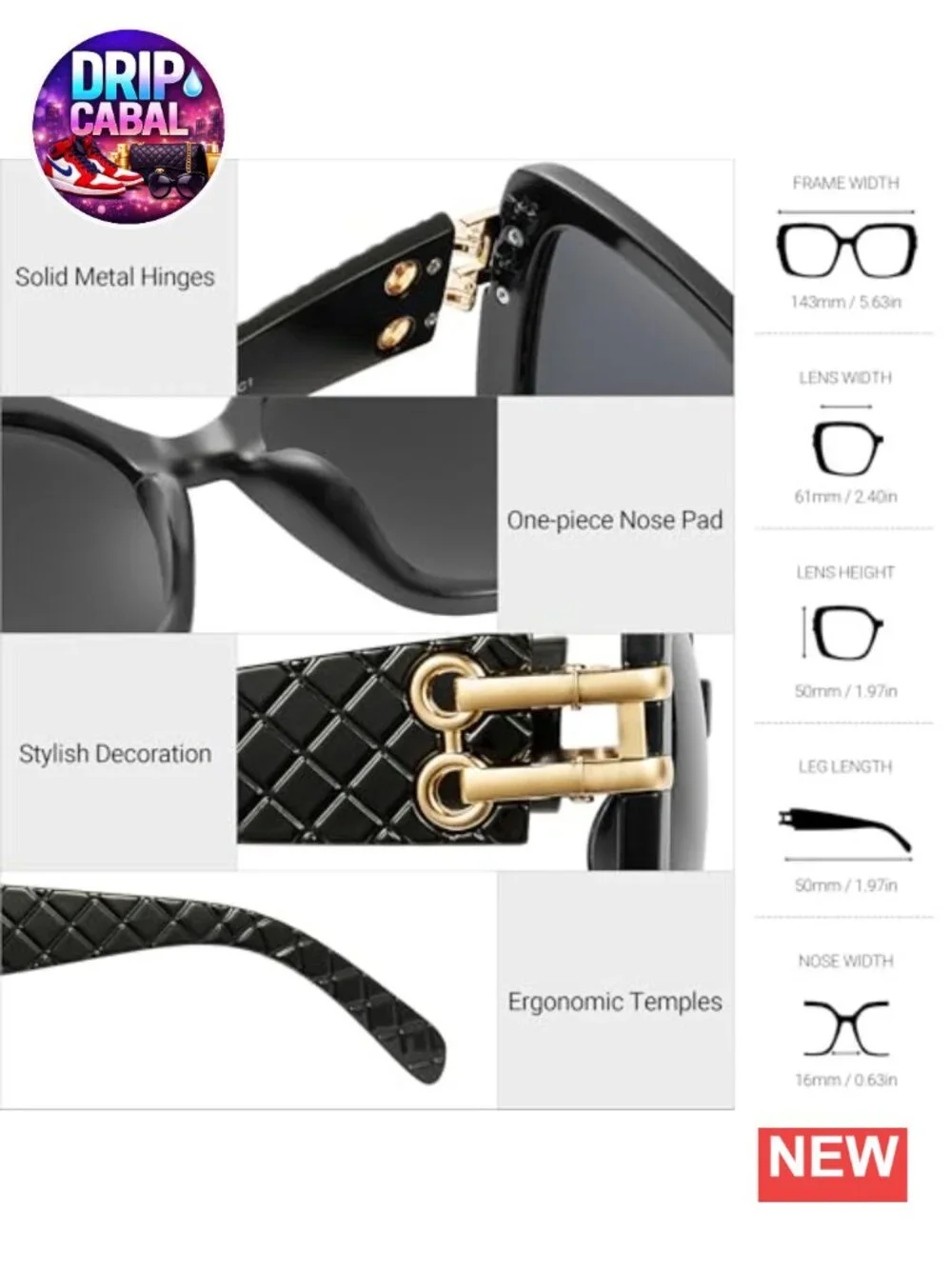 Oversized Square Polarized Sunglasses Women Retro Large UV400